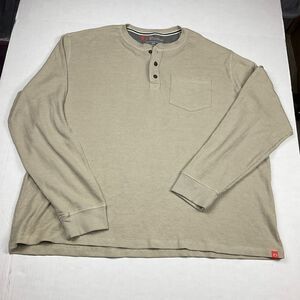 The American Outdoorsman Mens Henley Thermal T-Shirt Beige Long Sleeve Tee XXL